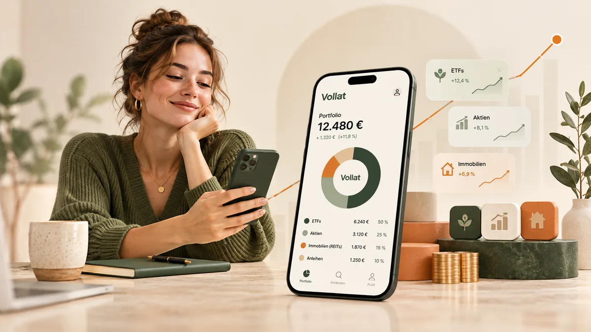 Vollat app for beginners with portfolio view and investment visualization
