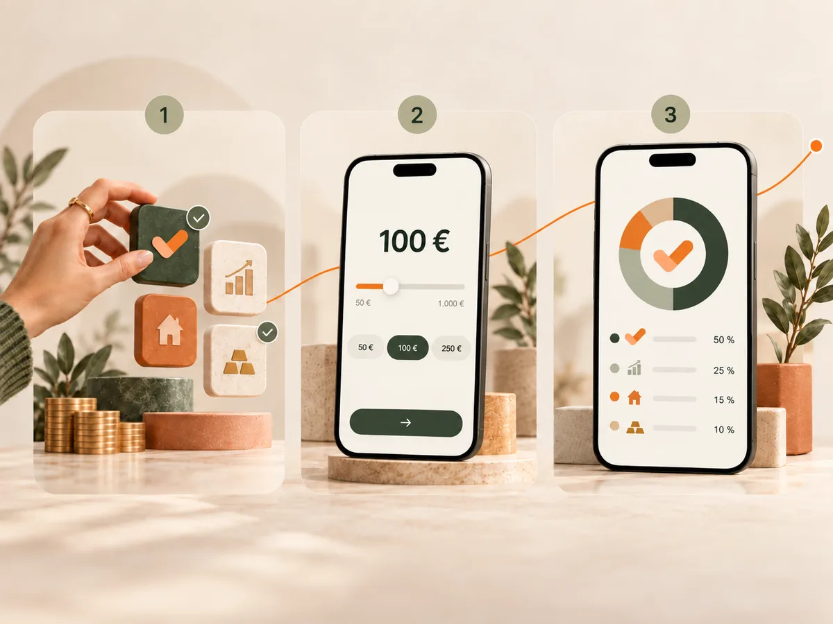 Three simple steps from your first investment amount to a portfolio allocation in Vollat